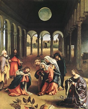 ロレンツォ・ロット Painting - 母親の休暇をとるキリスト 1521年 ルネサンス ロレンツォ・ロット